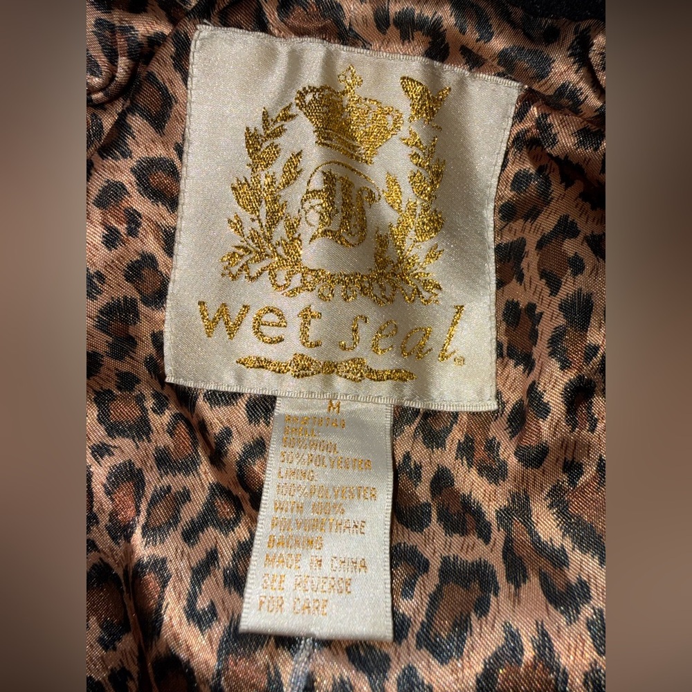 Wet Seal Black Cheetah Line Peacoat, size medium. - Picture 5 of 5